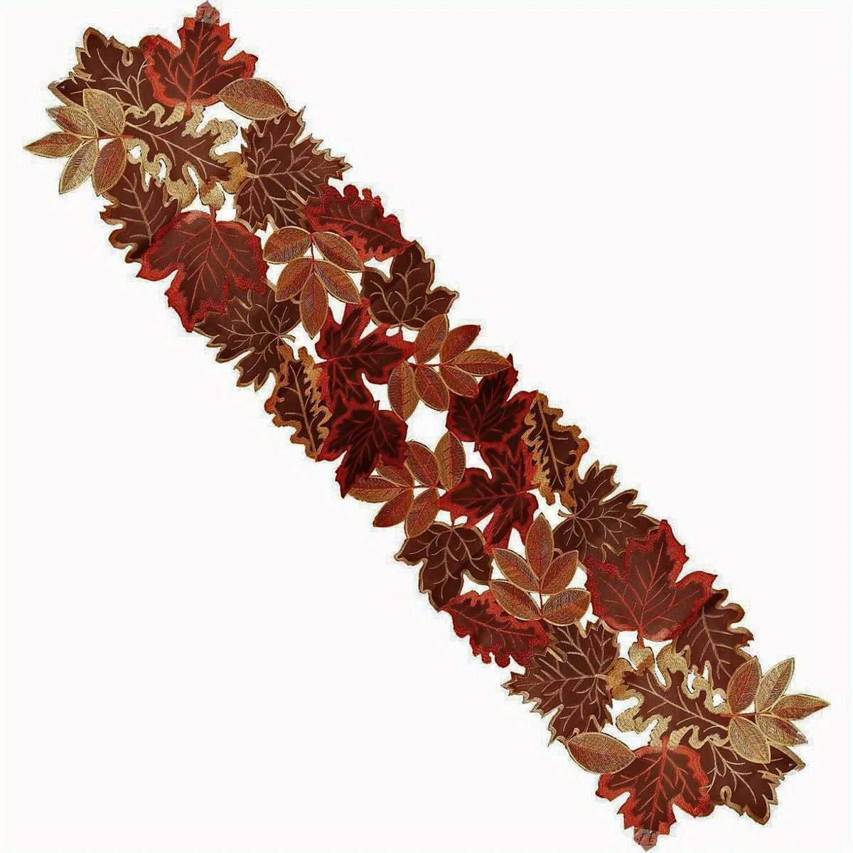 Autumn Maple Leaf Embroidered Table Runner - Two Sizes