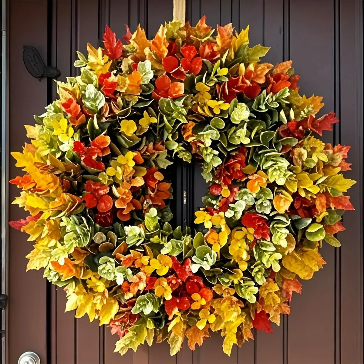 Artificial Autumn Wreath - Mixed Leaf - 35cm