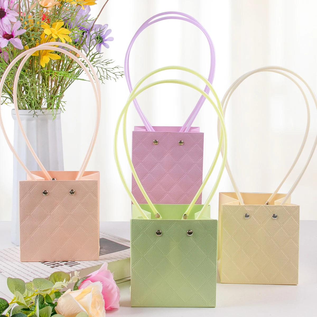 Paper Flower Gift Bags - with Handle