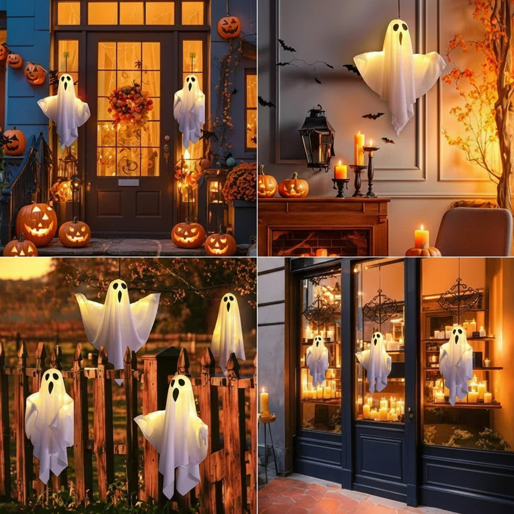 Halloween LED Hanging Ghost - 50cm x 40cm