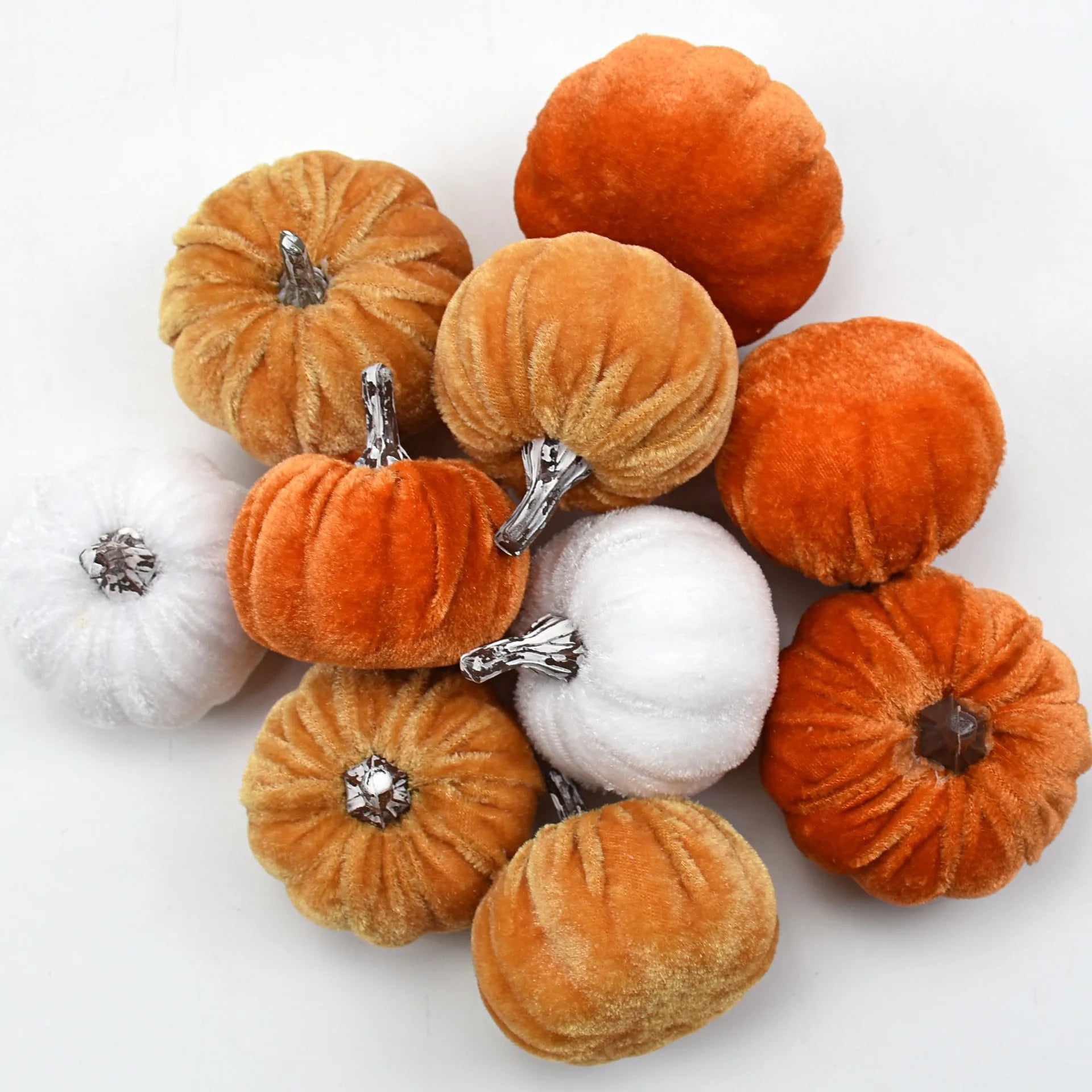 Velvet Artificial Pumpkins - x10