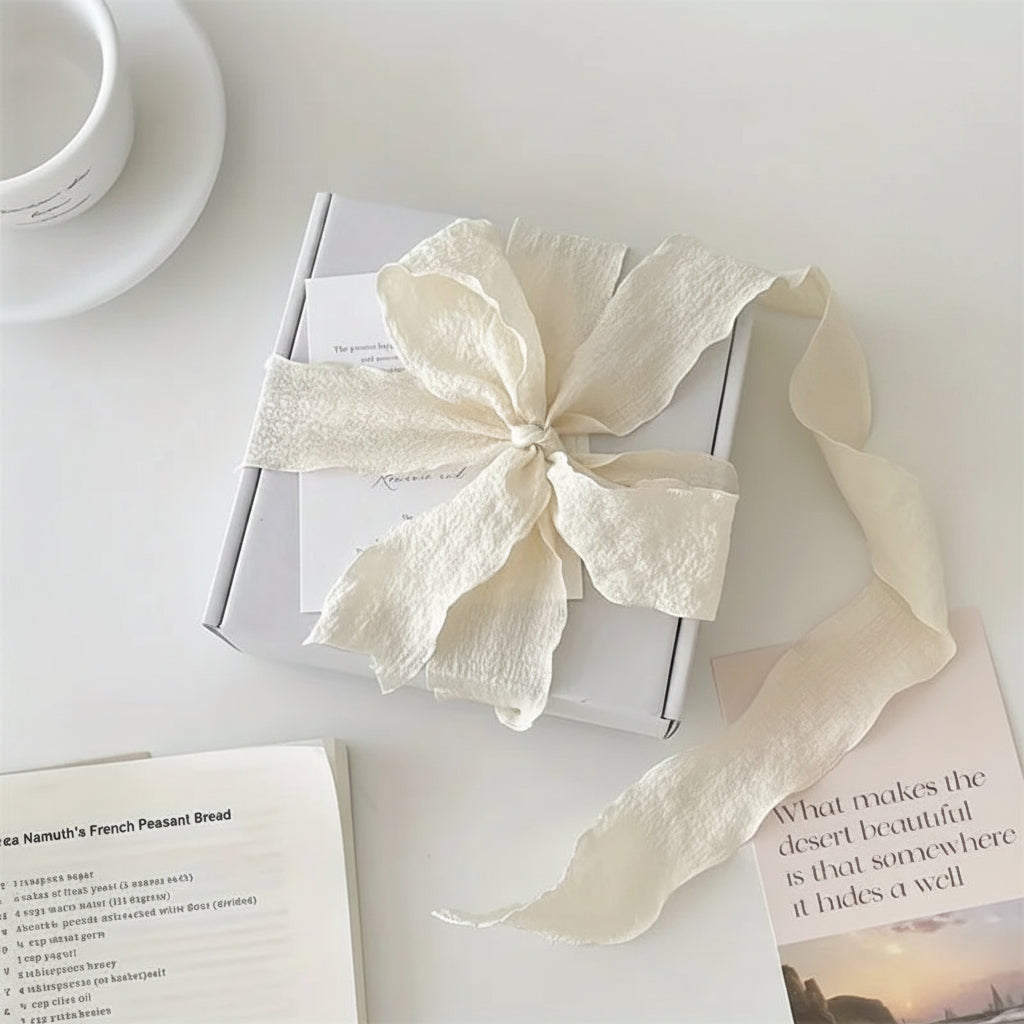 Pleated Bohemian Woven Ribbon - Beige