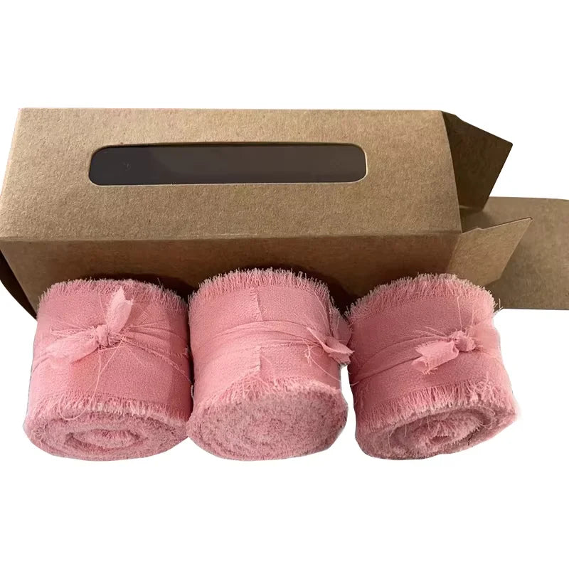 Frayed Chiffon Ribbon - Wrinkled Edge - x3 Rolls - 6.5m