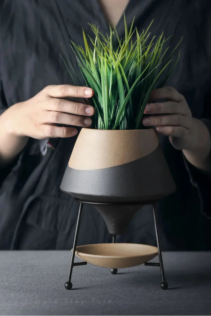 Nordic Iron Ceramic Pot - Indoor Potted Plant Stand