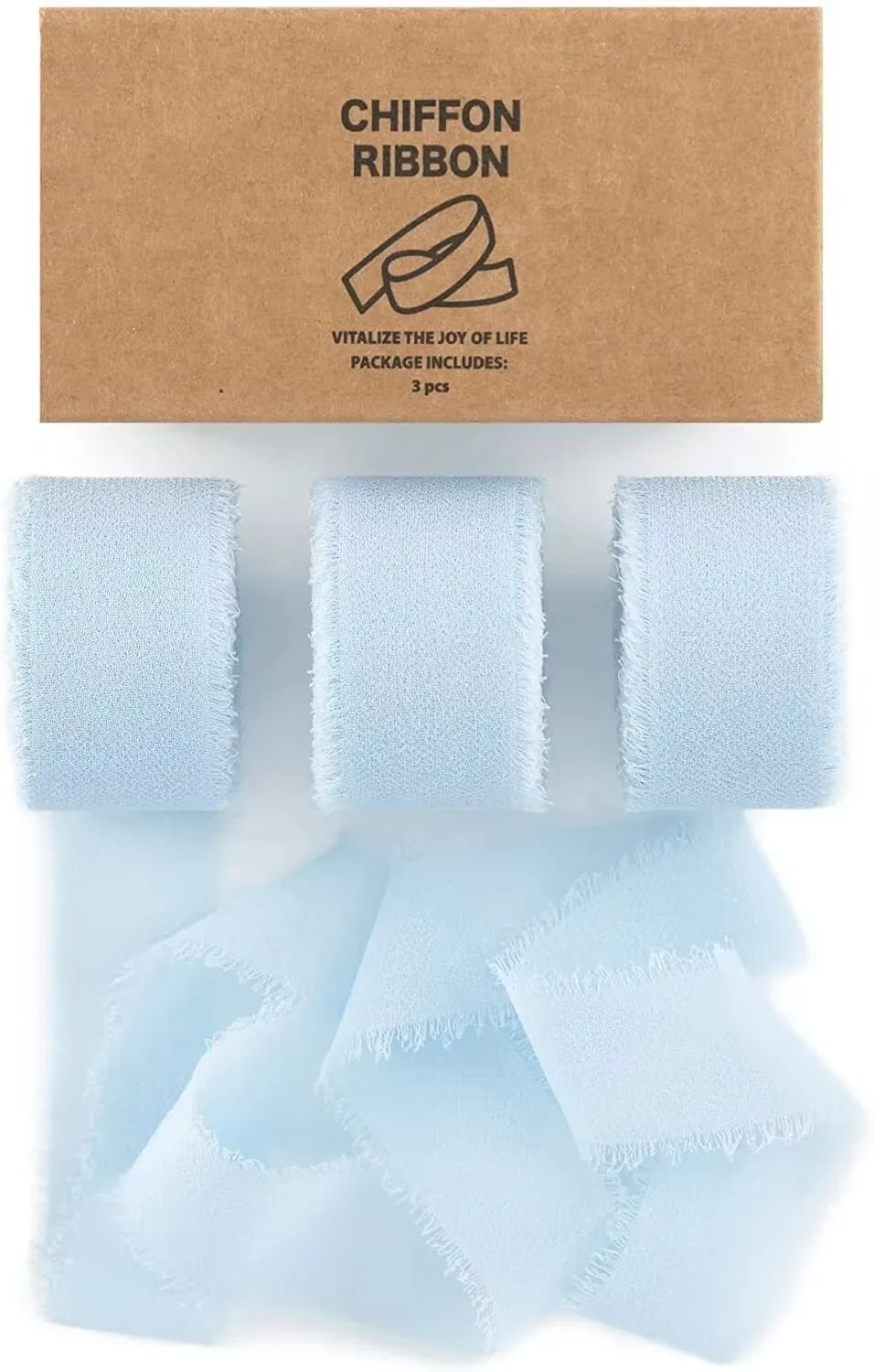 Frayed Chiffon Ribbon - Wrinkled Edge - x3 Rolls - 6.5m