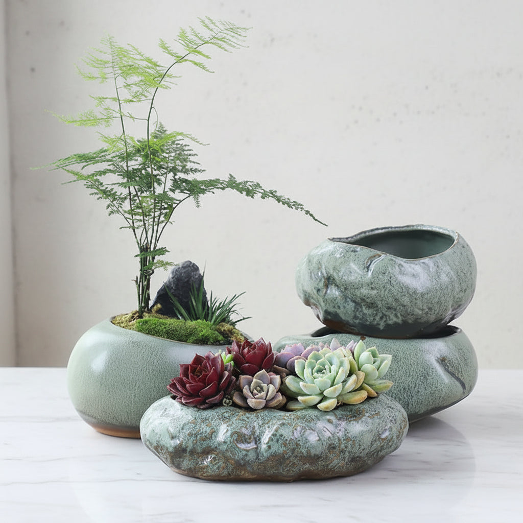 Ceramic Retro Chinese Designed Pots - Various Sizes