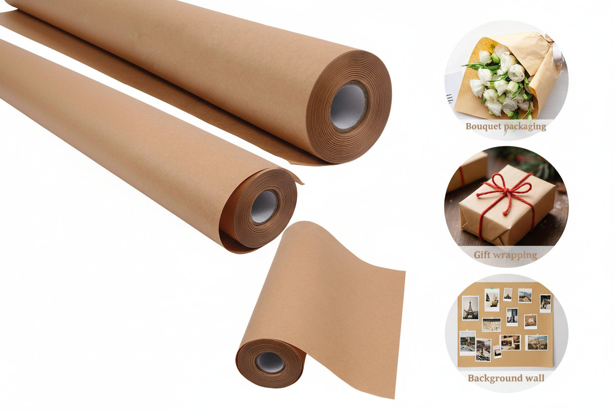 Brown Kraft Paper Roll  - Thick Biodegradable Wrapping Paper - 50cm