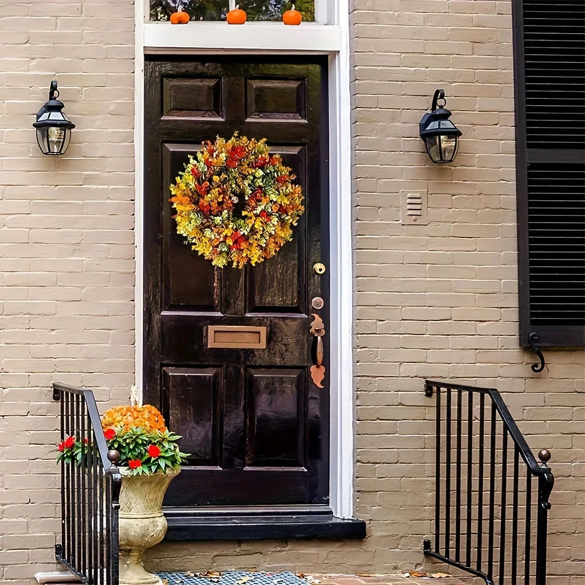 Artificial Autumn Wreath - Mixed Leaf - 35cm
