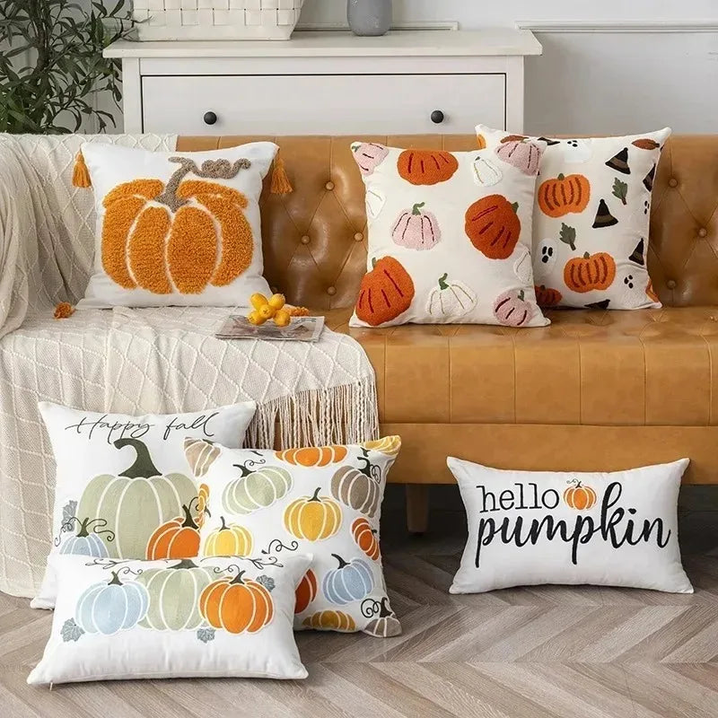 Embroidered Autumn Cushion Cover - Multiple Sizes