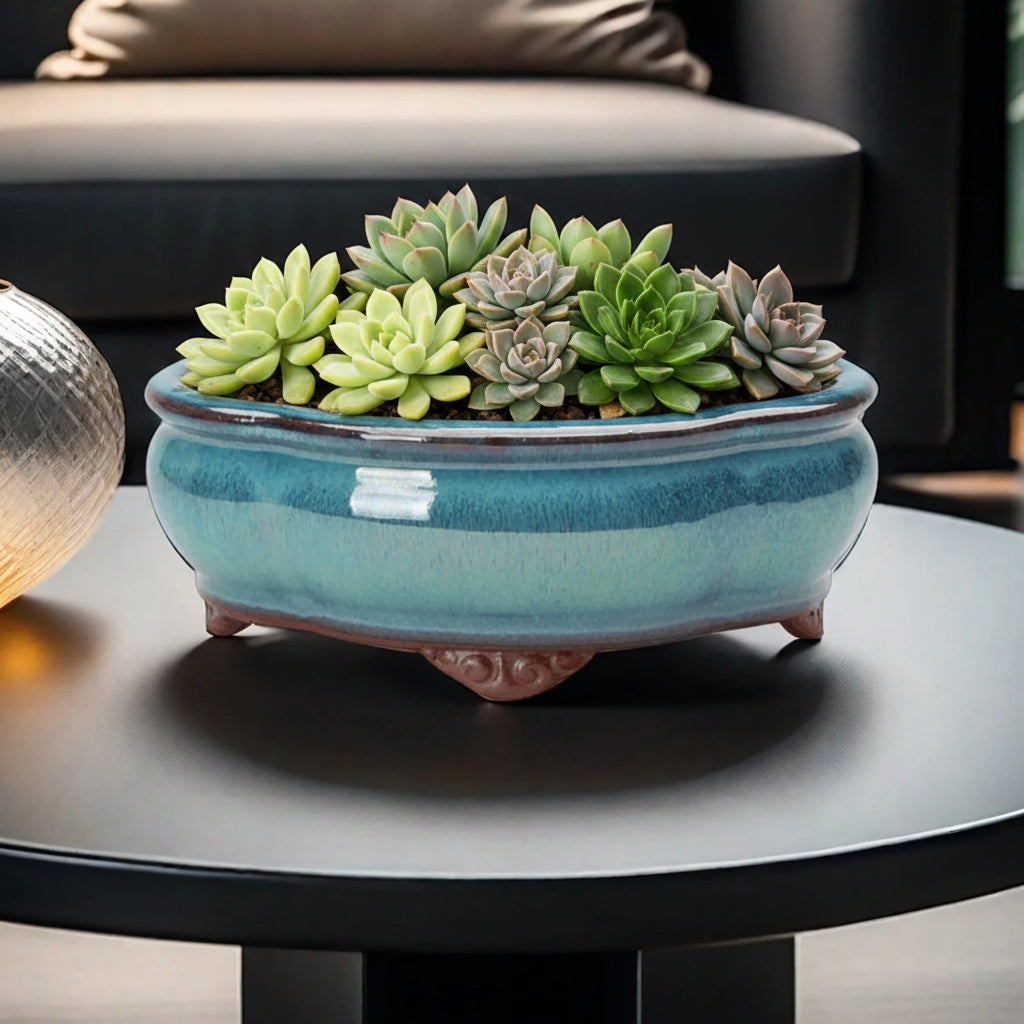 Ceramic Garden Planter - Elegant Breathable pot - 15cmx5.2cm