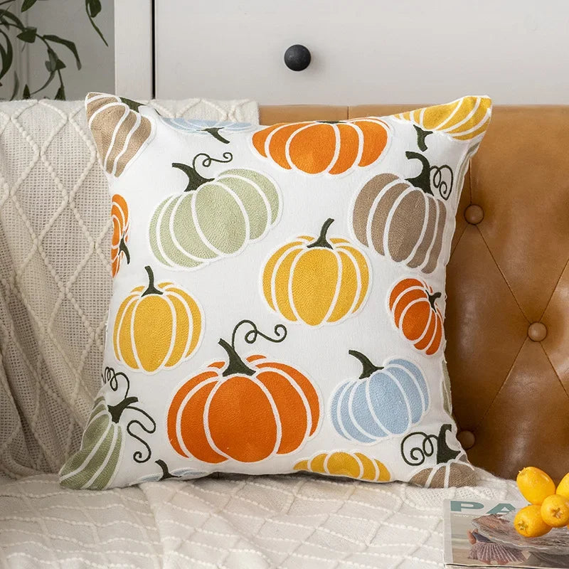 Embroidered Autumn Cushion Cover - Multiple Sizes
