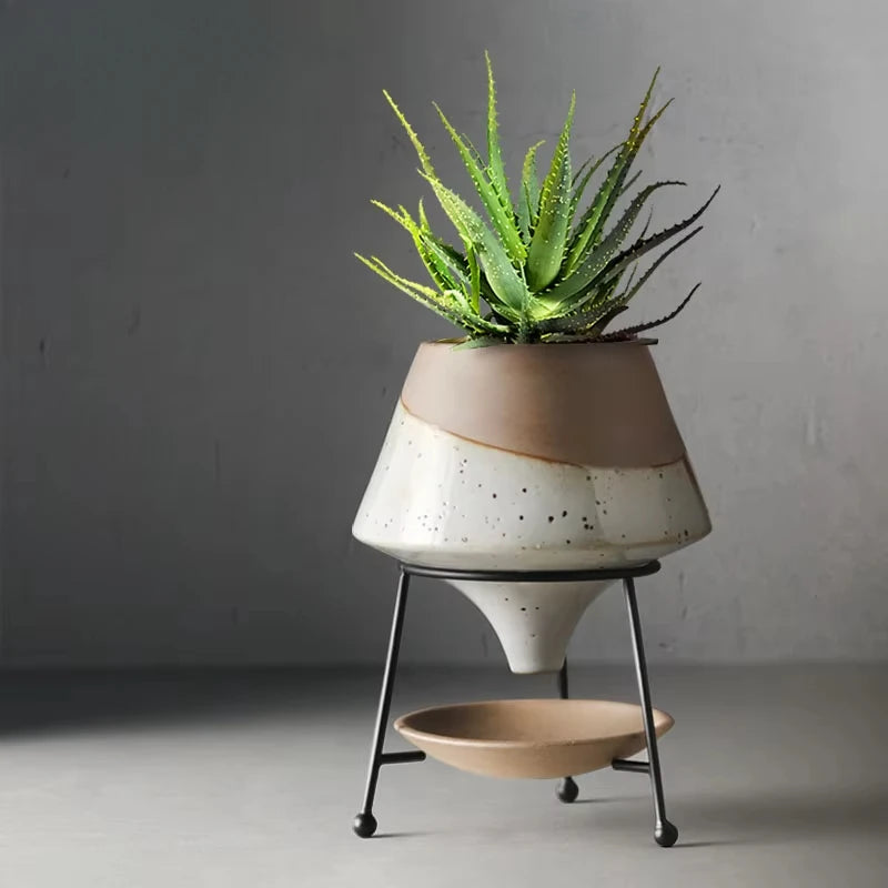 Nordic Iron Ceramic Pot - Indoor Potted Plant Stand
