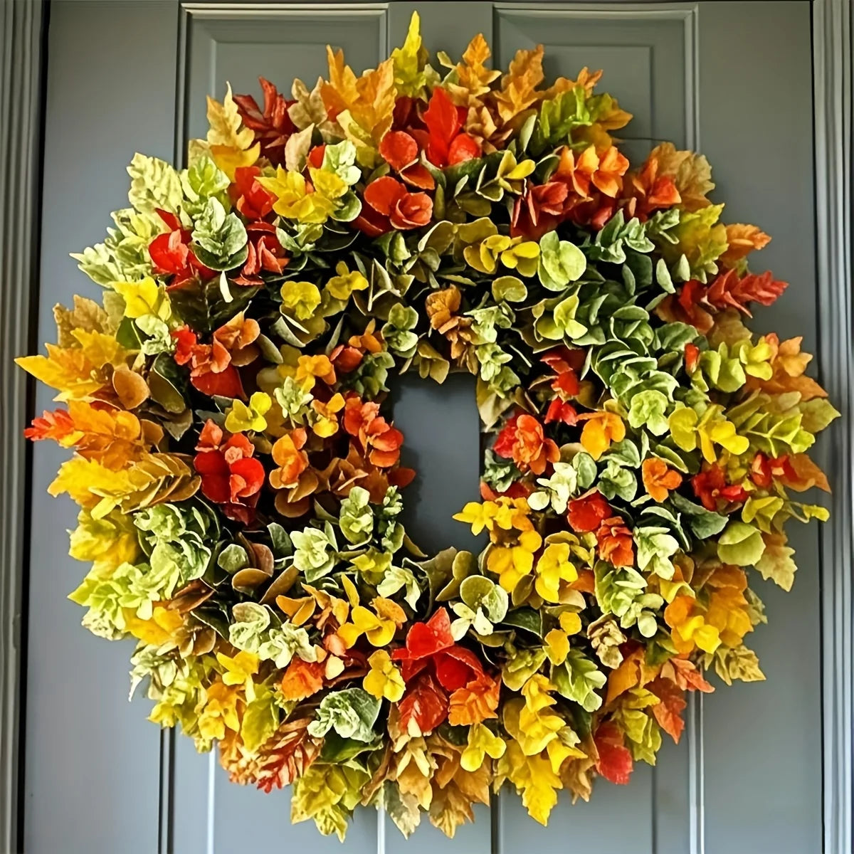 Artificial Autumn Wreath - Mixed Leaf - 35cm