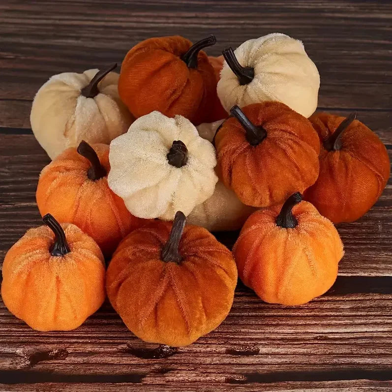 Velvet Artificial Pumpkins - x10