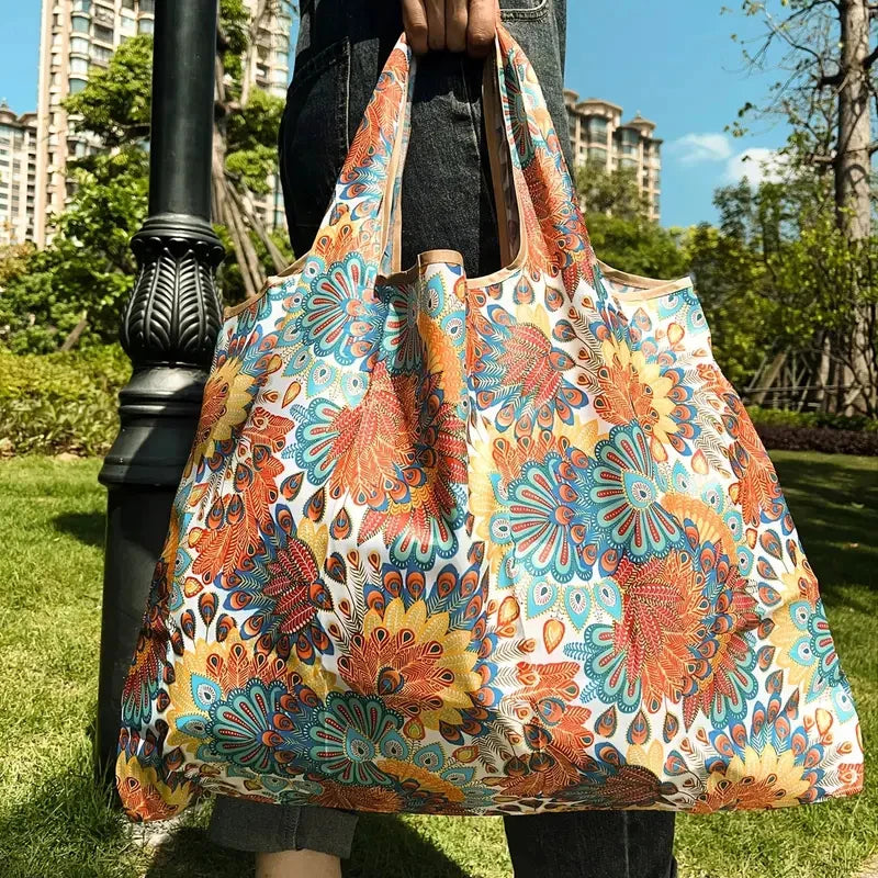 Eco Friendly Floral Shopping Bag - Reusable & Waterproof