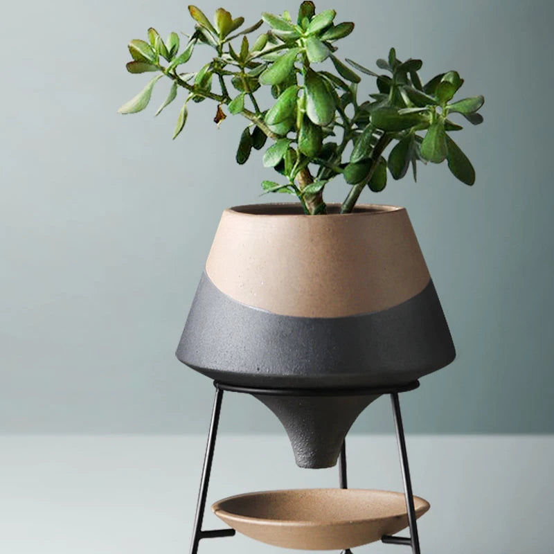 Nordic Iron Ceramic Pot - Indoor Potted Plant Stand