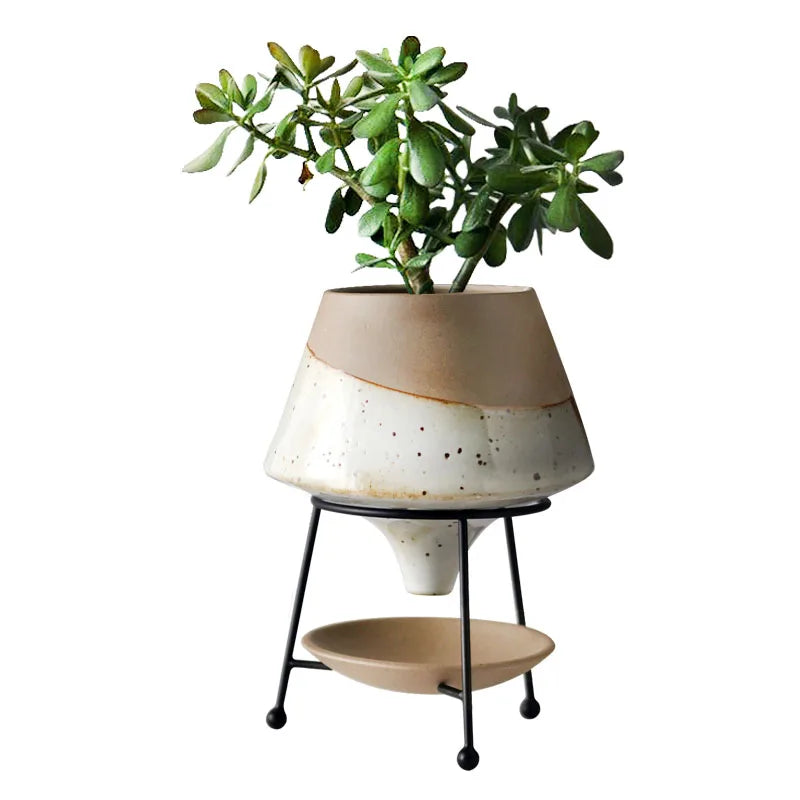 Nordic Iron Ceramic Pot - Indoor Potted Plant Stand