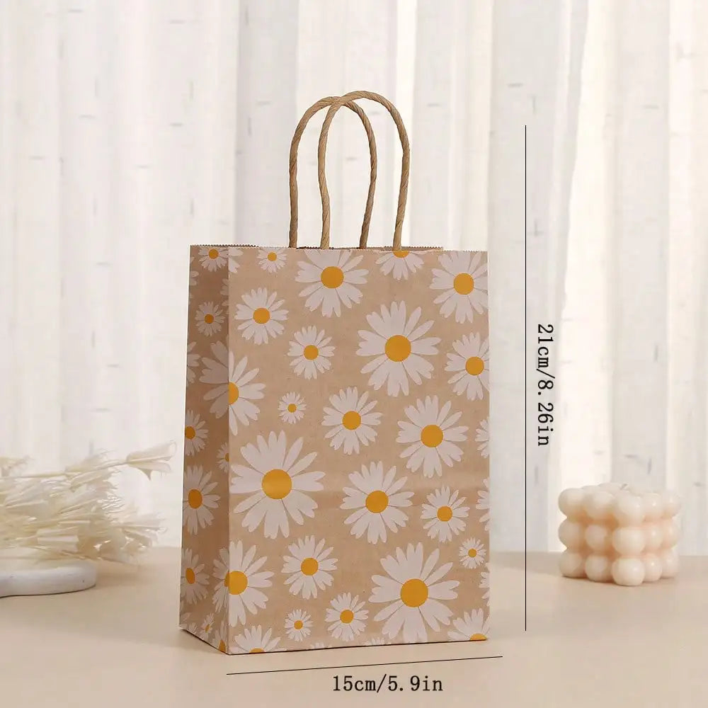 Kraft Paper Bags - Daisy Flowers