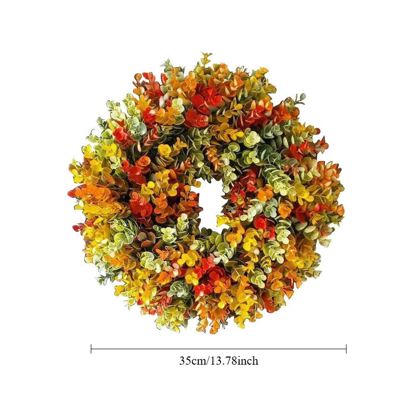 Artificial Autumn Wreath - Mixed Leaf - 35cm