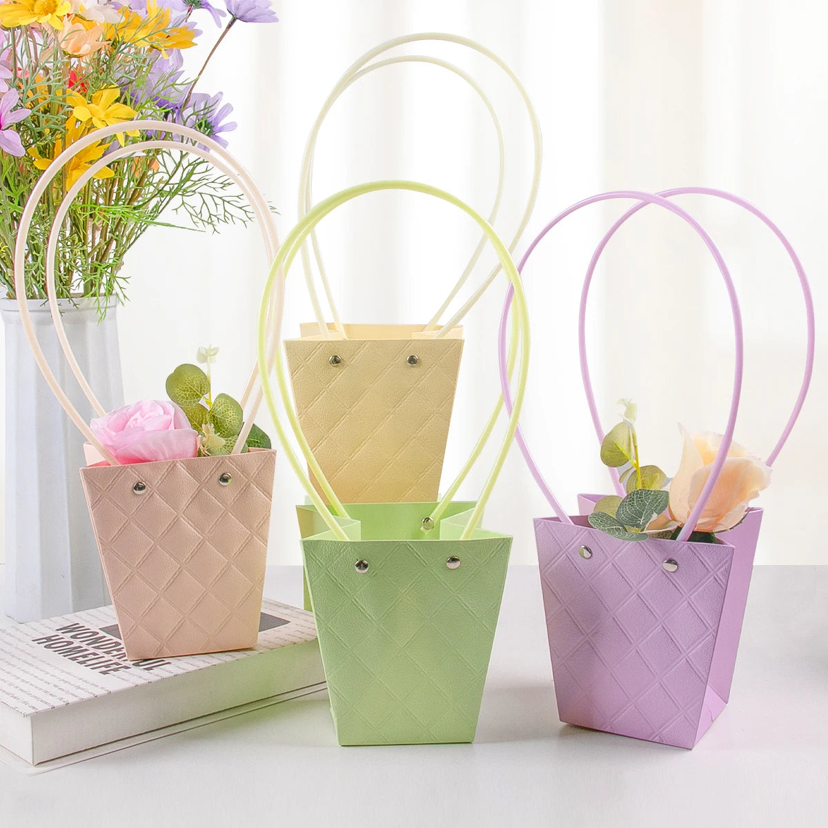 Paper Flower Gift Bags - with Handle