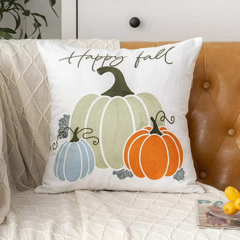 Embroidered Autumn Cushion Cover - Multiple Sizes