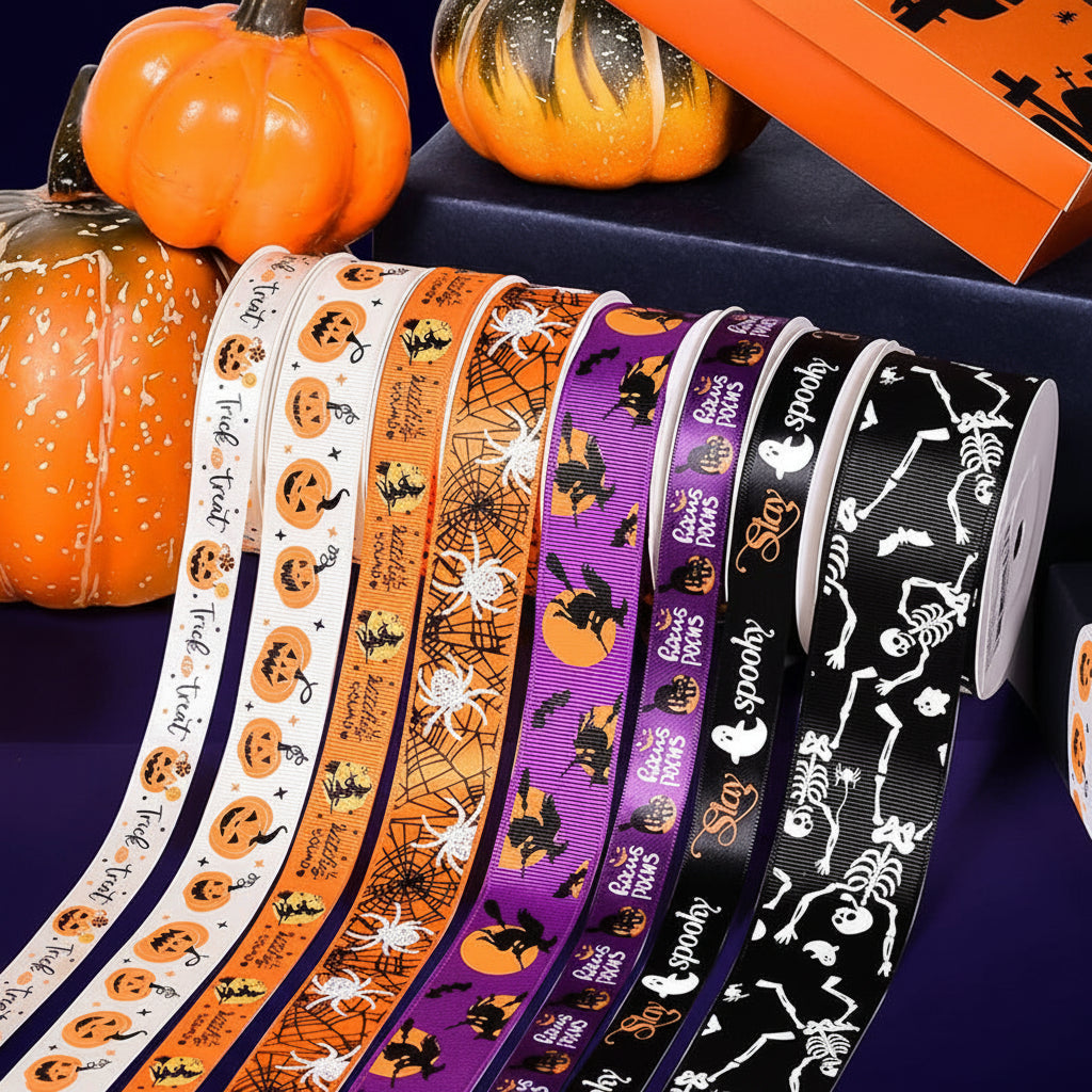 Halloween Ribbon - Grosgrain - 16mm, 25mm & 38mm x 9m