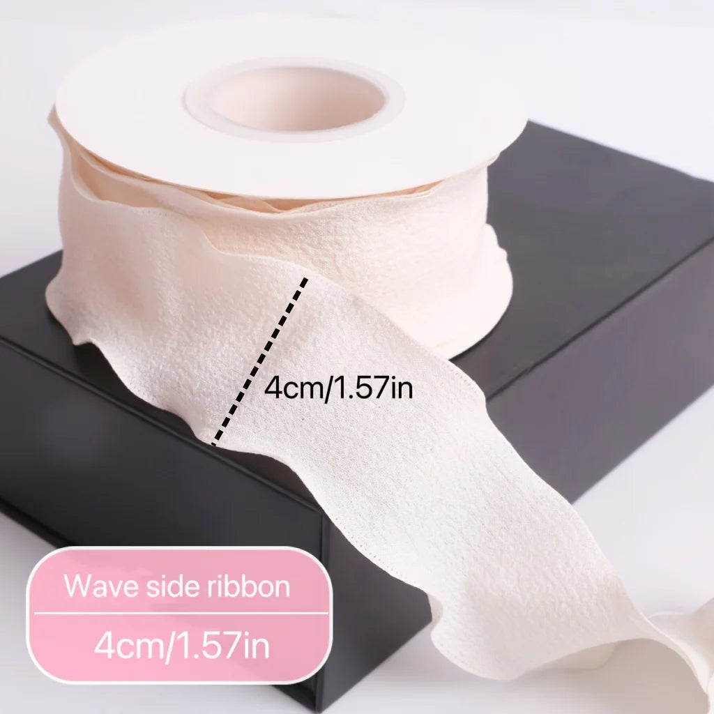 Pleated Bohemian Woven Ribbon - Beige