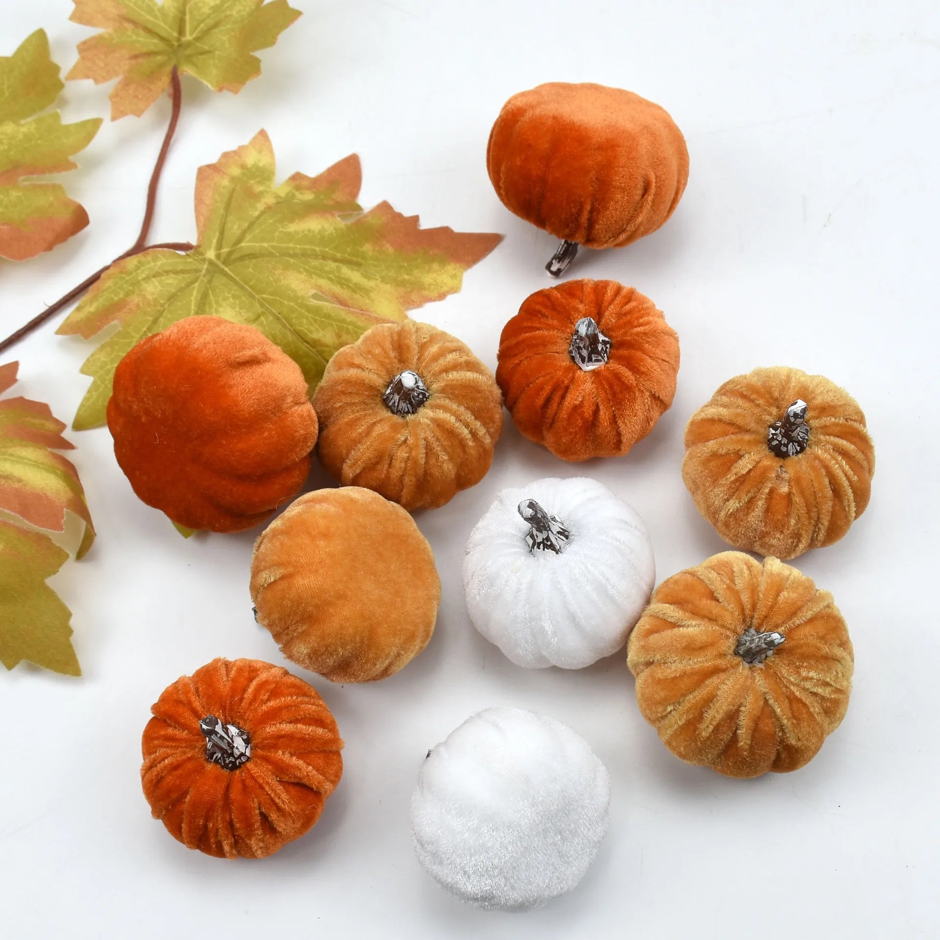Velvet Artificial Pumpkins - x10
