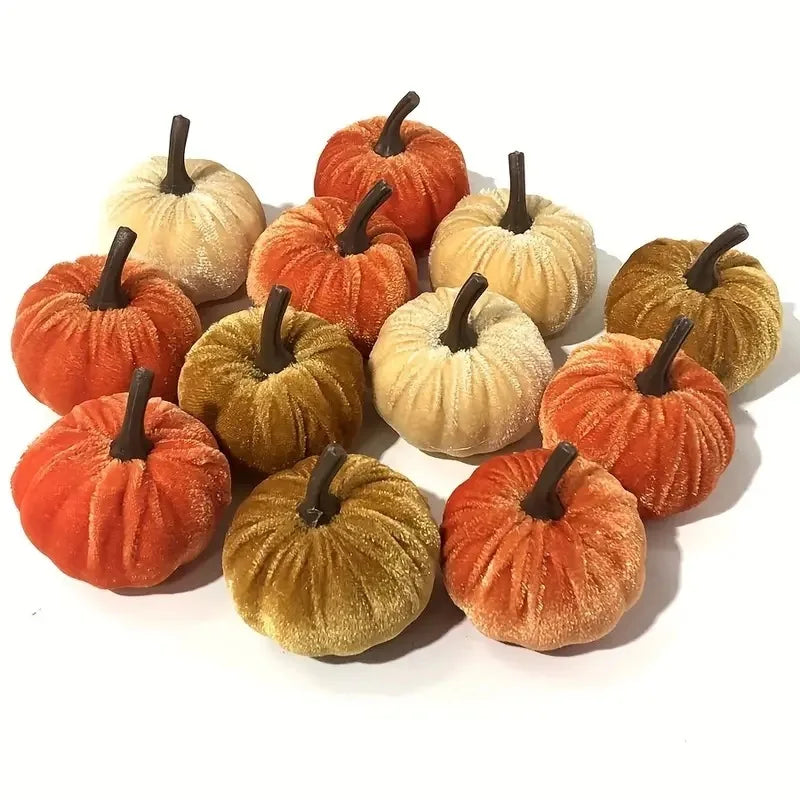 Velvet Artificial Pumpkins - x10