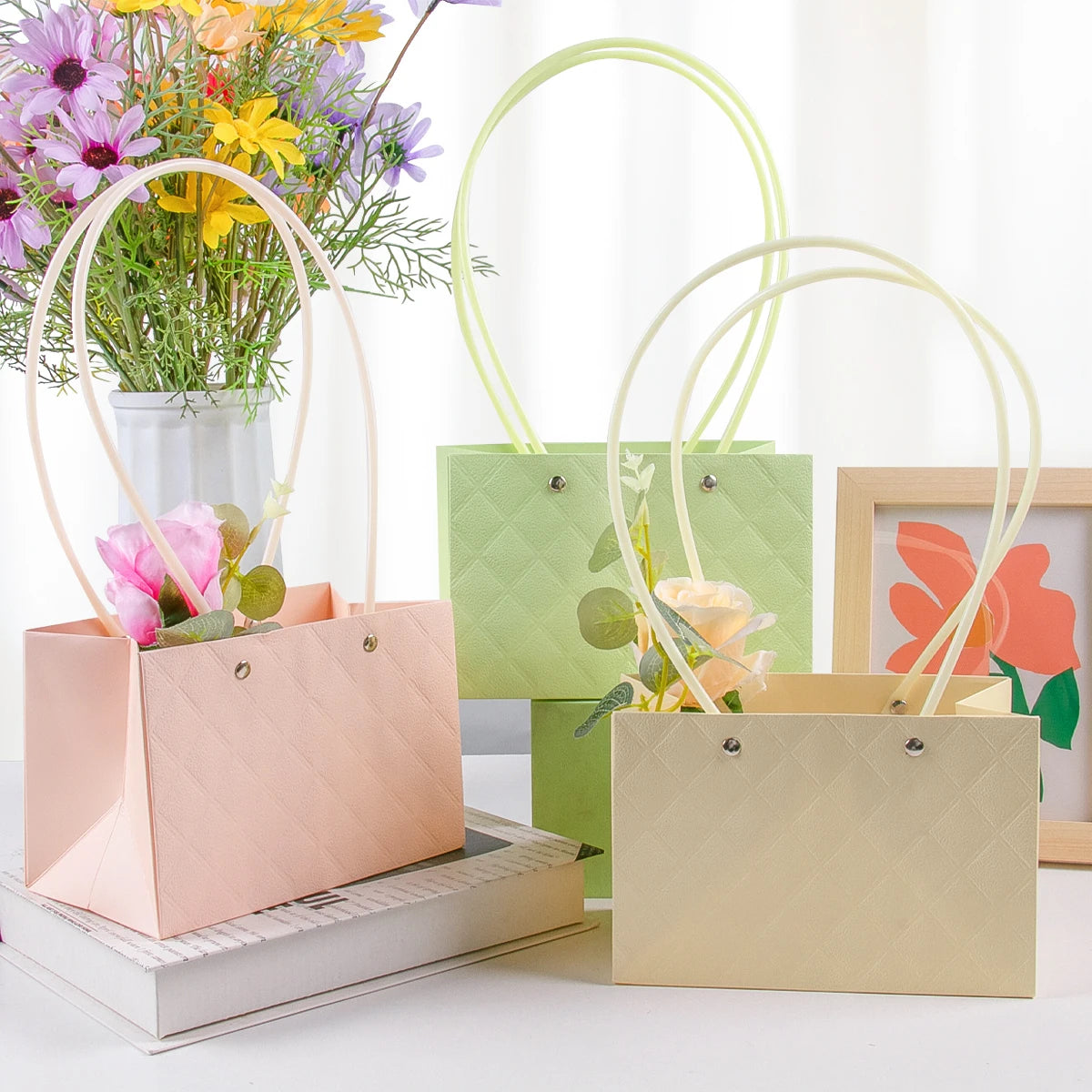 Paper Flower Gift Bags - with Handle