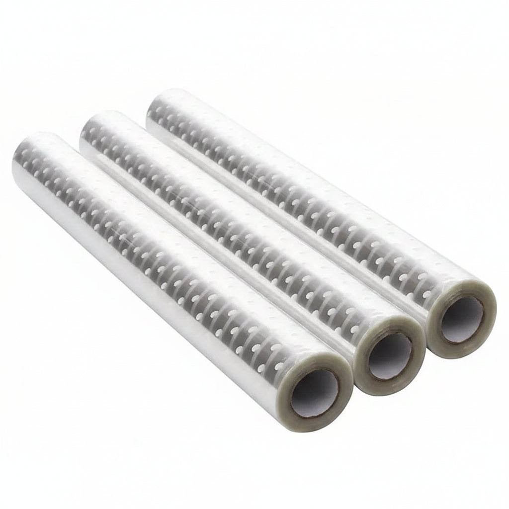 Cellophane Roll - Clear & White Dots - 40cmx10m