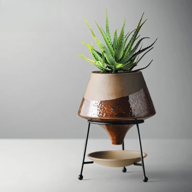 Nordic Iron Ceramic Pot - Indoor Potted Plant Stand