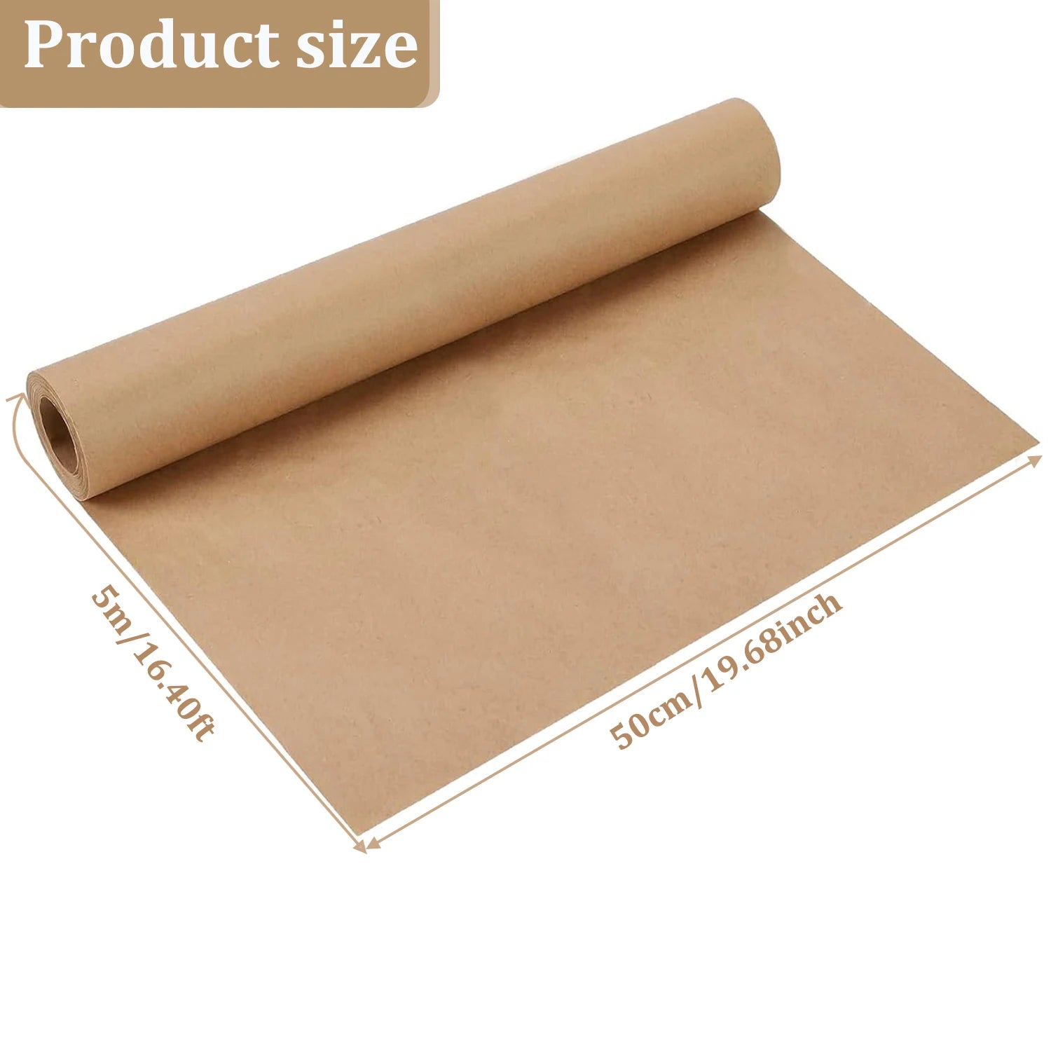 Brown Kraft Paper Roll  - Thick Biodegradable Wrapping Paper - 50cm