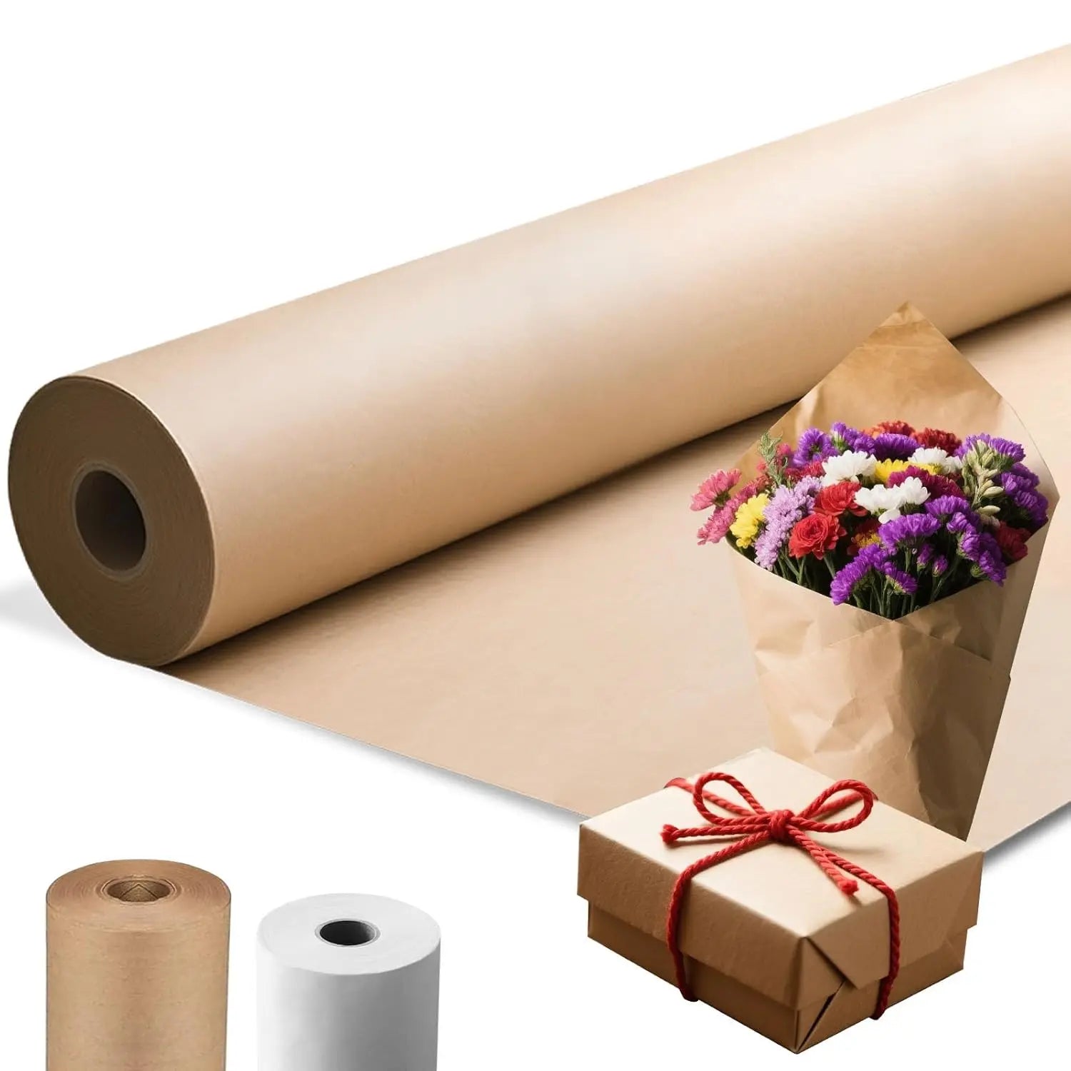 Brown Kraft Paper Roll  - Thick Biodegradable Wrapping Paper - 50cm